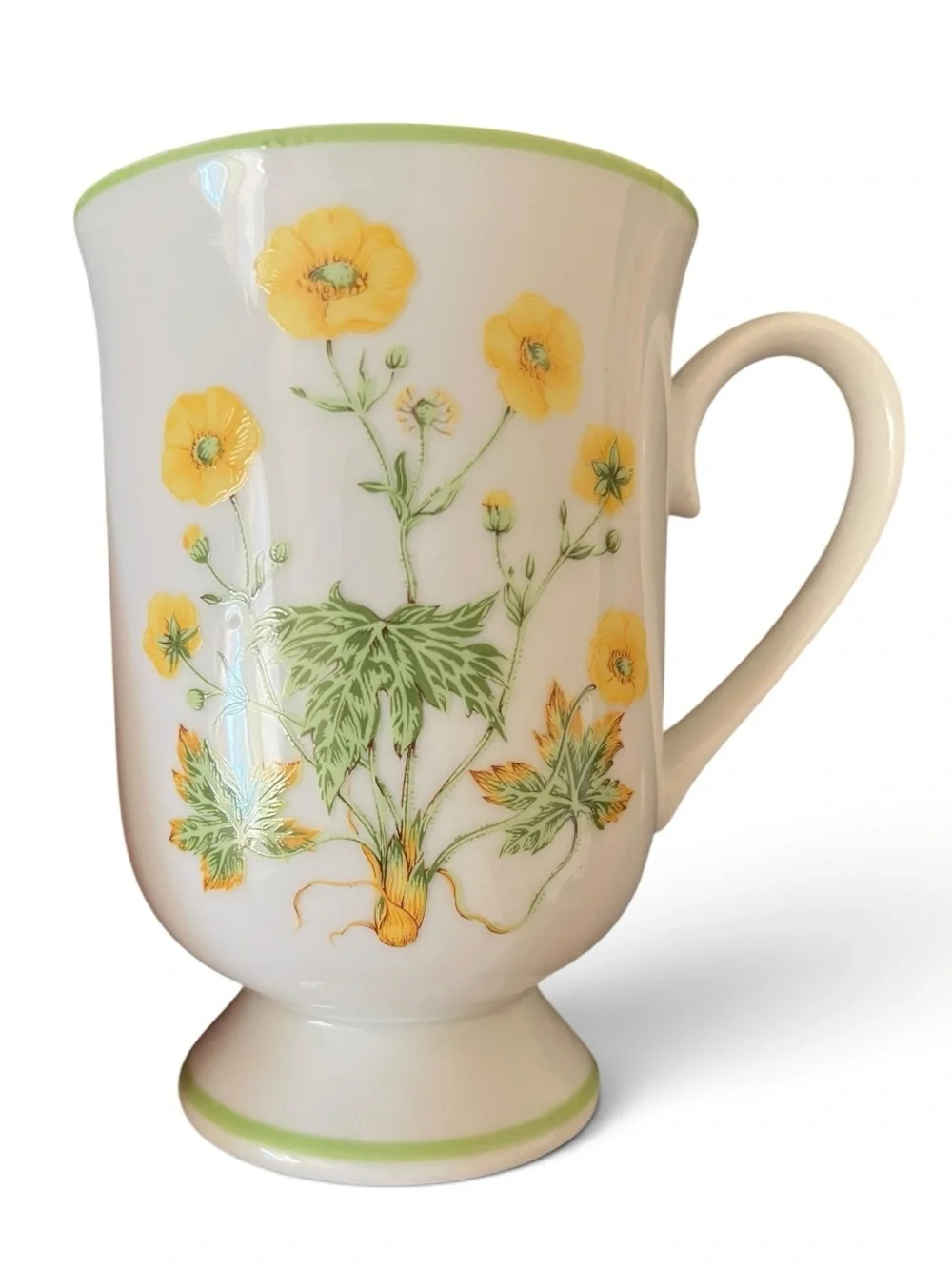 Yellow Flower Pedestal Mug Sunrise Royal Domino Collection Japan